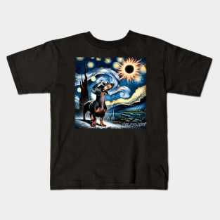 Dachshund Eclipse Expedition: Stylish Tee Featuring Spirited Wiener Dogs Kids T-Shirt